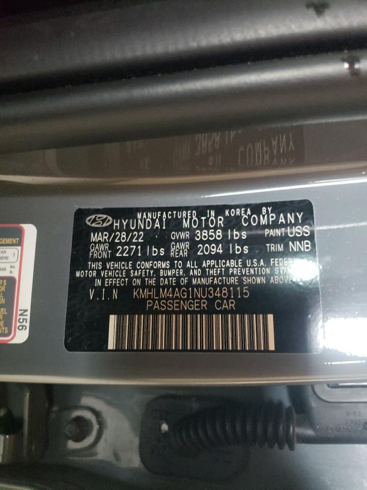 2022 Hyundai Elantra VIN KMHLM4AG1NU348115 Copart auction photo, rear end damage thumbnail 14