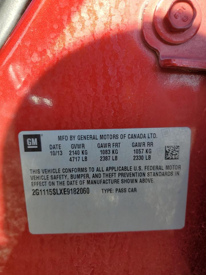 2014 Chevrolet Impala VIN 2G1115SLXE9182060 Copart auction photo, rear end / side damage thumbnail 12
