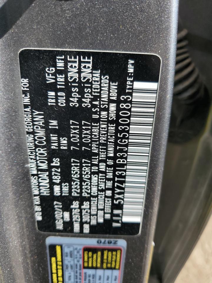 2018 Hyundai Santa Fe VIN 5XYZT3LB3JG530083 Copart auction photo, vandalism damage thumbnail 13