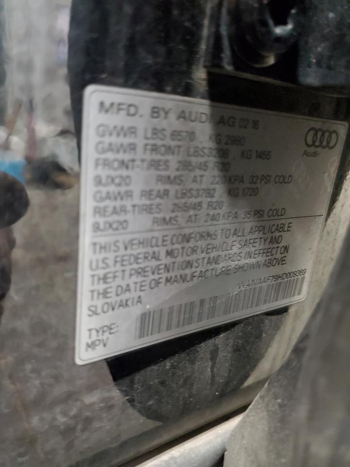 2017 Audi Q7 VIN WA1VAAF79HD009369 Copart auction photo, front end / side damage thumbnail 13