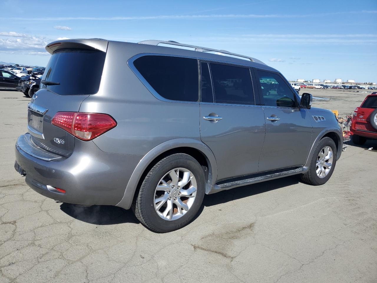 2012 Infiniti QX56 VIN JN8AZ2ND8C9715856 Copart auction photo, front end / side damage thumbnail 3