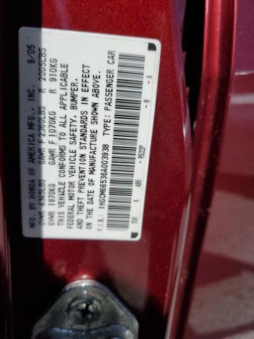 2006 Honda Accord VIN 1HGCM66536A003938 Copart auction photo, front end damage thumbnail 13