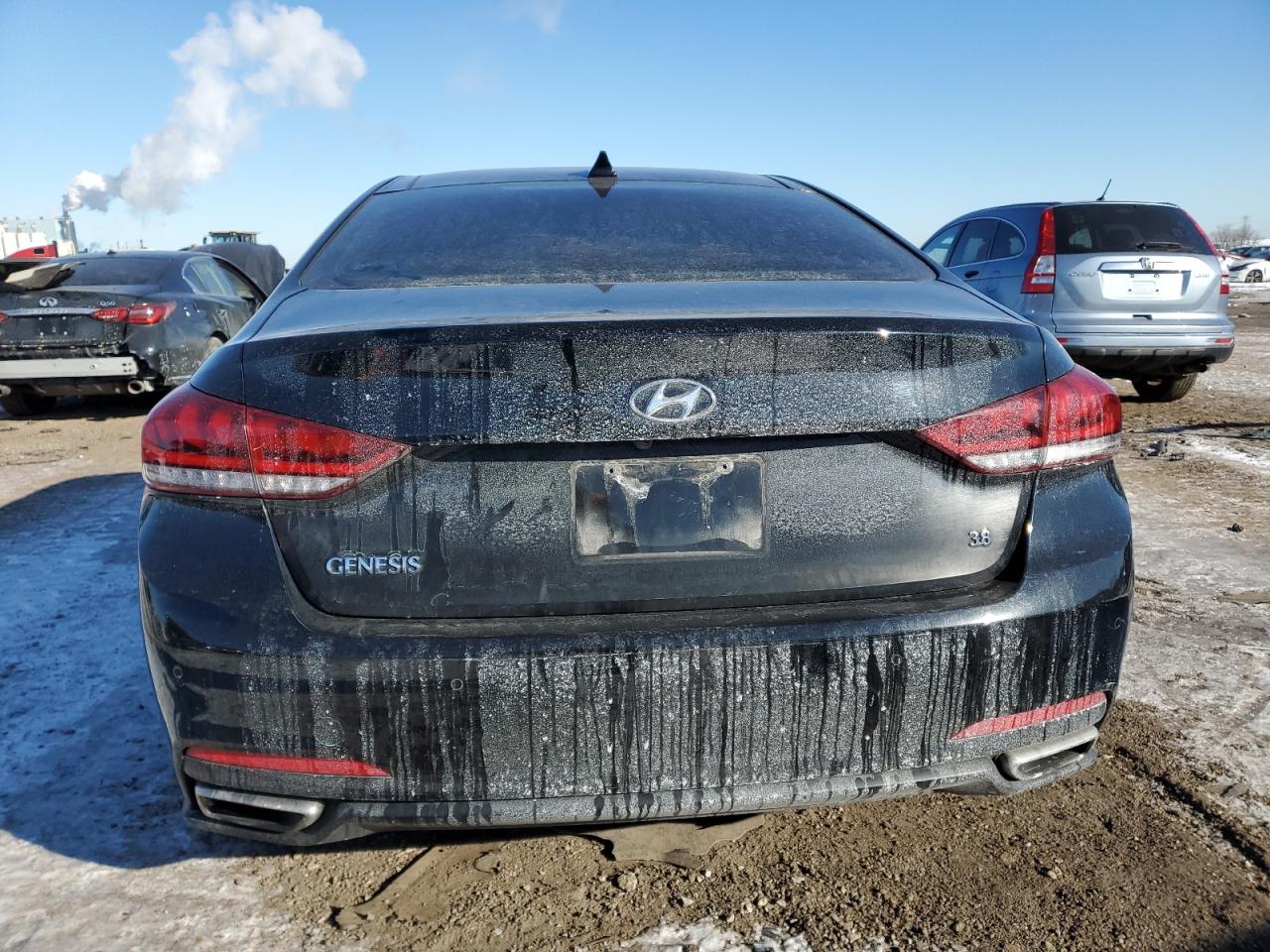 2015 Hyundai Genesis VIN KMHGN4JE7FU030627 Copart auction photo, front end / undercarriage damage thumbnail 6