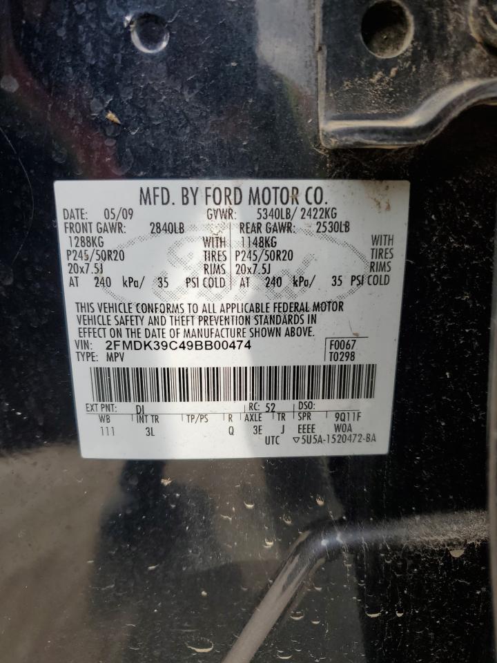 2009 Ford Edge VIN 2FMDK39C49BB00474 Copart auction photo, rear end damage thumbnail 13