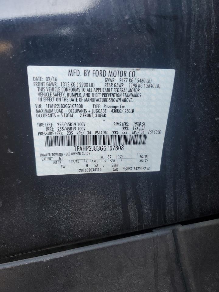 2016 Ford Taurus VIN 1FAHP2J83GG107808 Copart auction photo, front end damage thumbnail 12