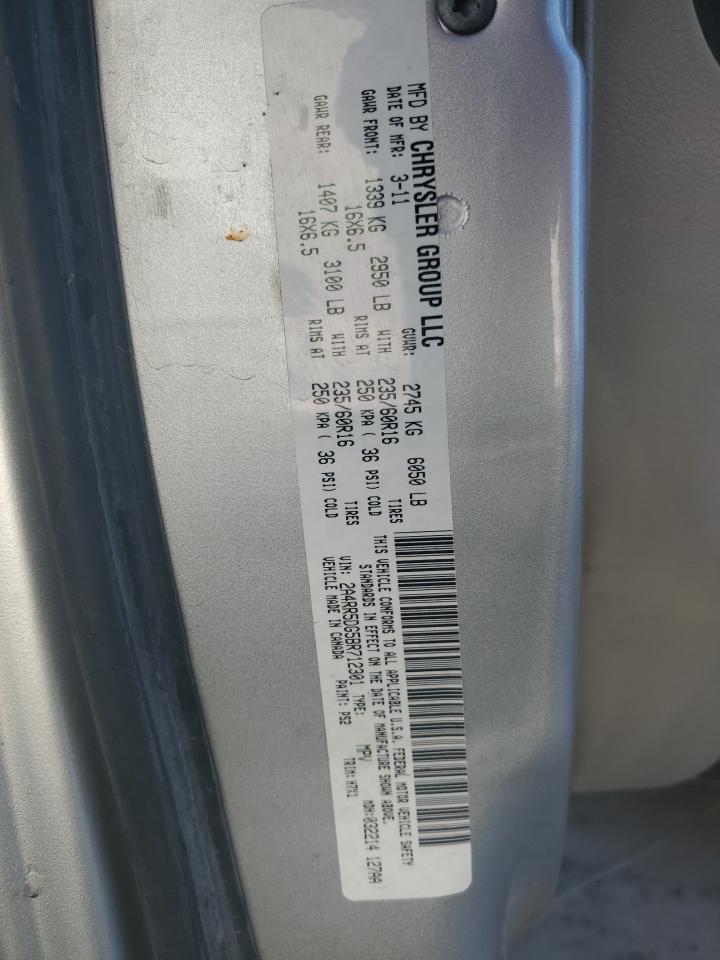 2011 Chrysler Town & Country VIN 2A4RR5DG5BR712301 Copart auction photo, rear end / front end damage thumbnail 13