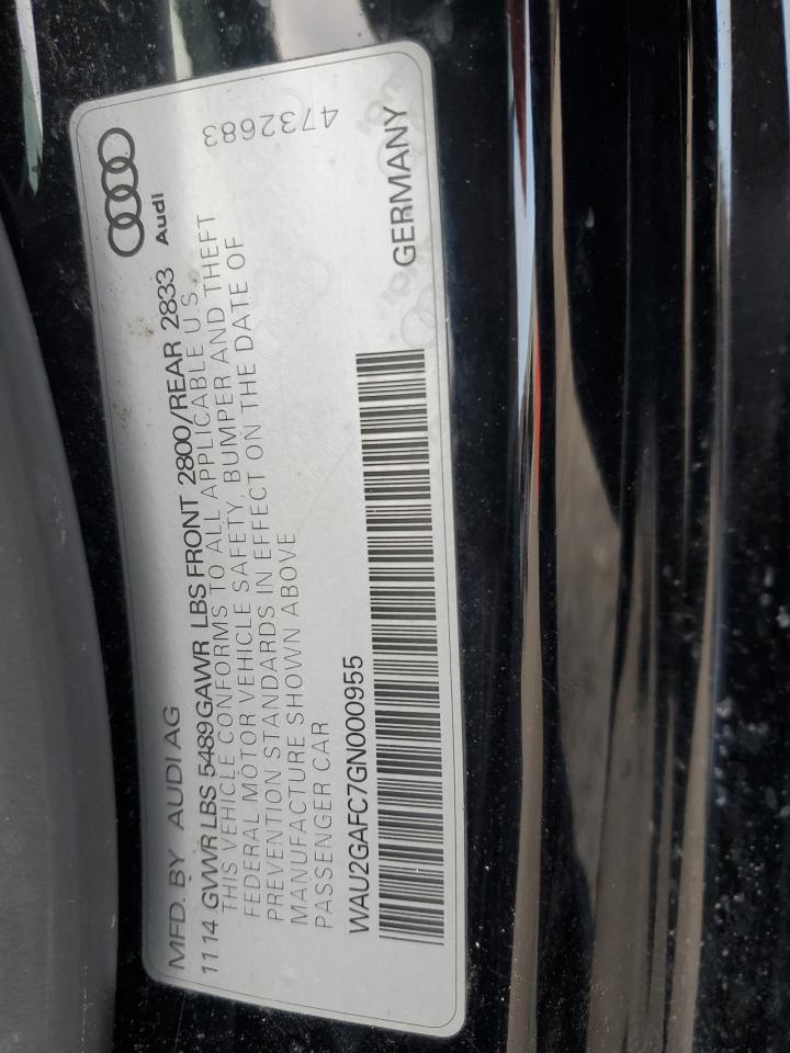2016 Audi A7 VIN WAU2GAFC7GN000955 Copart auction photo, front end damage thumbnail 12