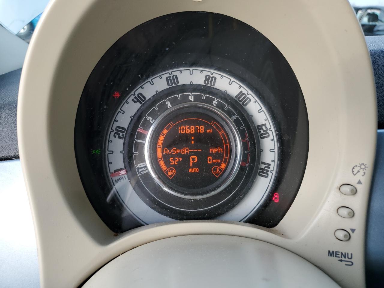2013 Fiat 500 VIN 3C3CFFAR8DT530905 Copart auction photo, rear end / front end damage thumbnail 9