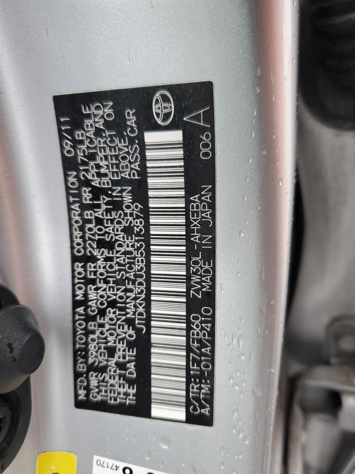 2011 Toyota Prius VIN JTDKN3DU3B5313879 Copart auction photo, front end / side damage thumbnail 12