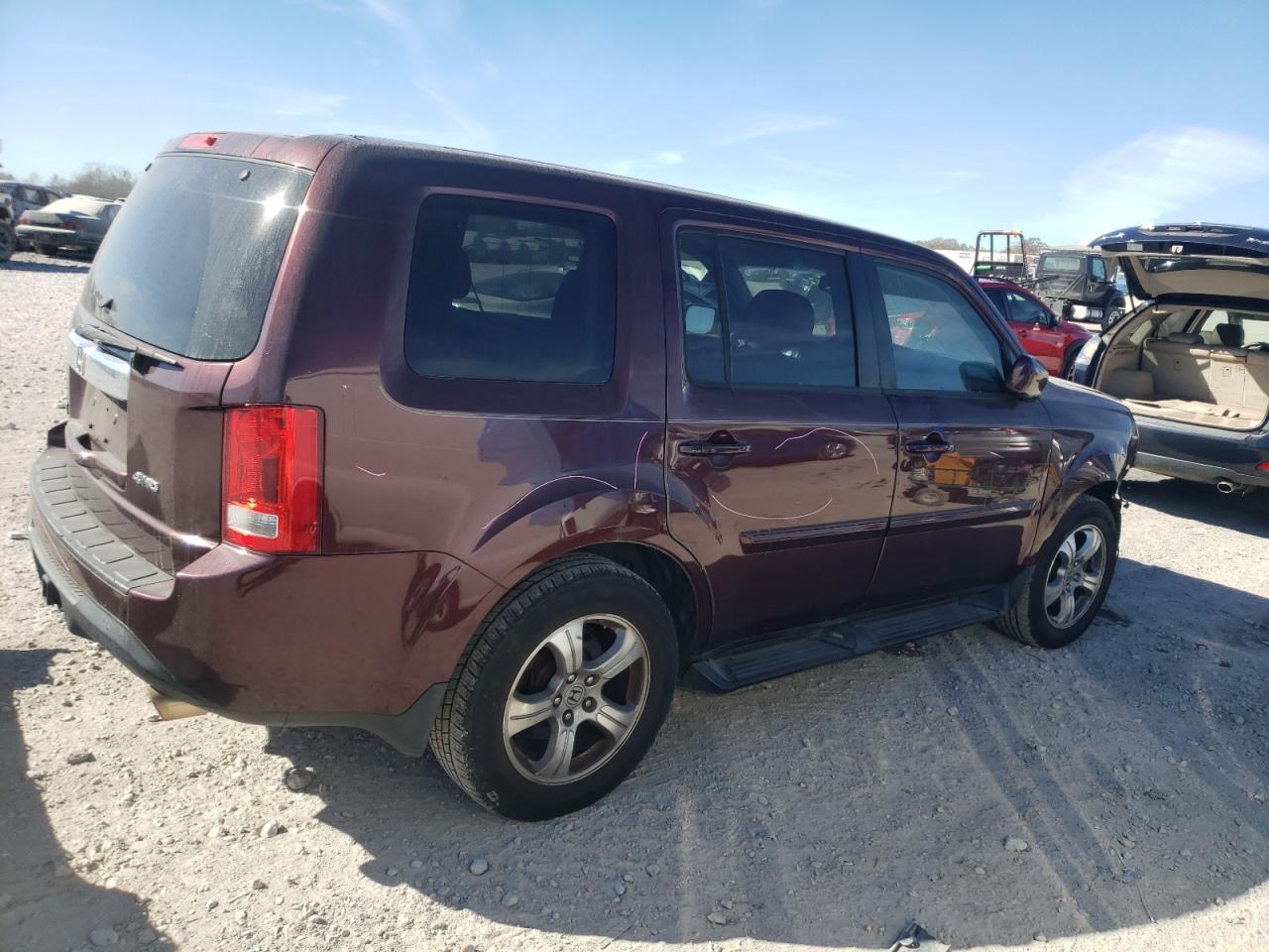 2013 Honda Pilot VIN 5FNYF4H54DB059391 Copart auction photo, front end / side damage thumbnail 3