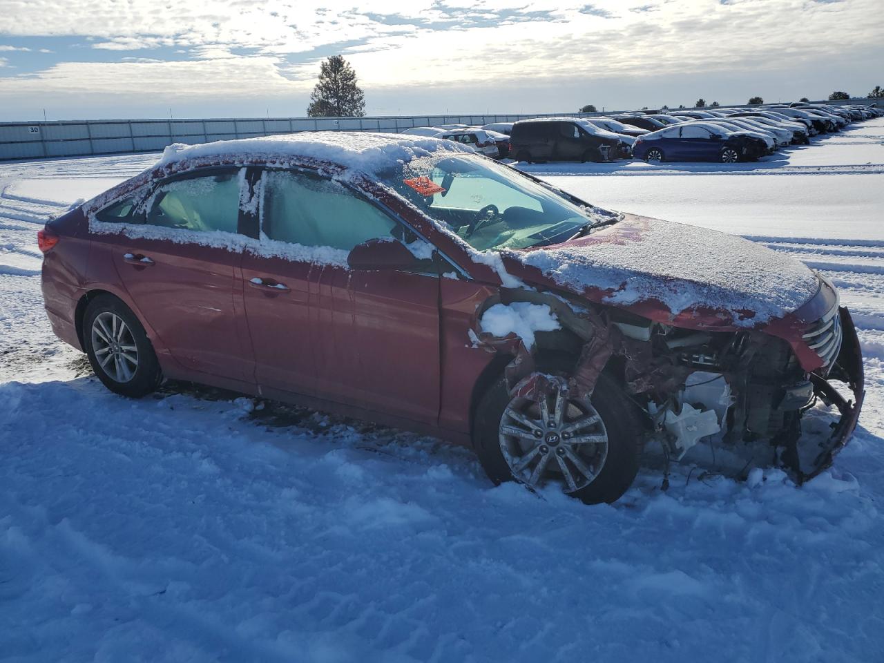 2015 Hyundai Sonata VIN 5NPE24AF7FH017108 Copart auction photo, front end / side damage thumbnail 4