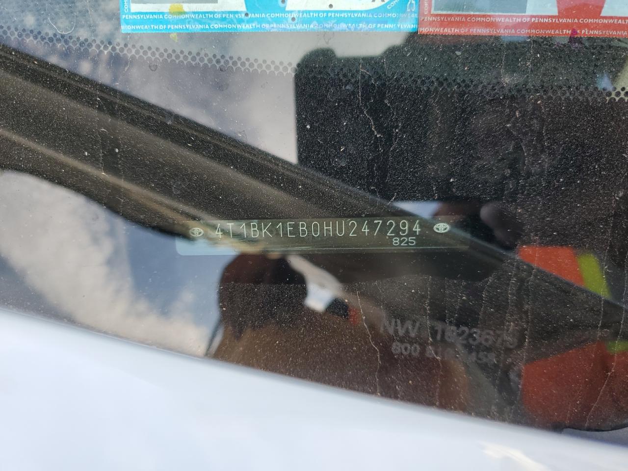2017 Toyota Avalon VIN 4T1BK1EB0HU247294 Copart auction photo, rear end / side damage thumbnail 12