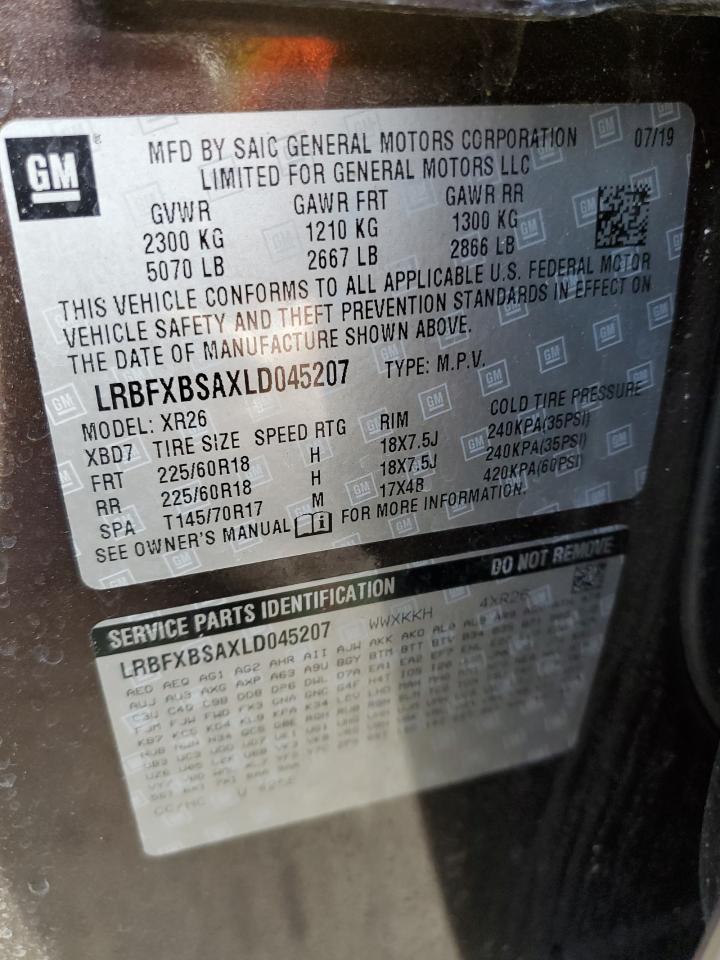 2020 Buick Envision VIN LRBFXBSAXLD045207 Copart auction photo, rear end damage thumbnail 13