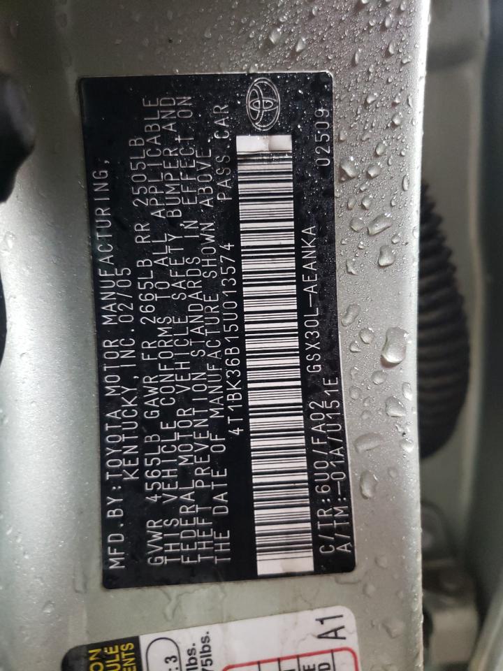 2005 Toyota Avalon VIN 4T1BK36B15U013574 Copart auction photo, all over damage thumbnail 13
