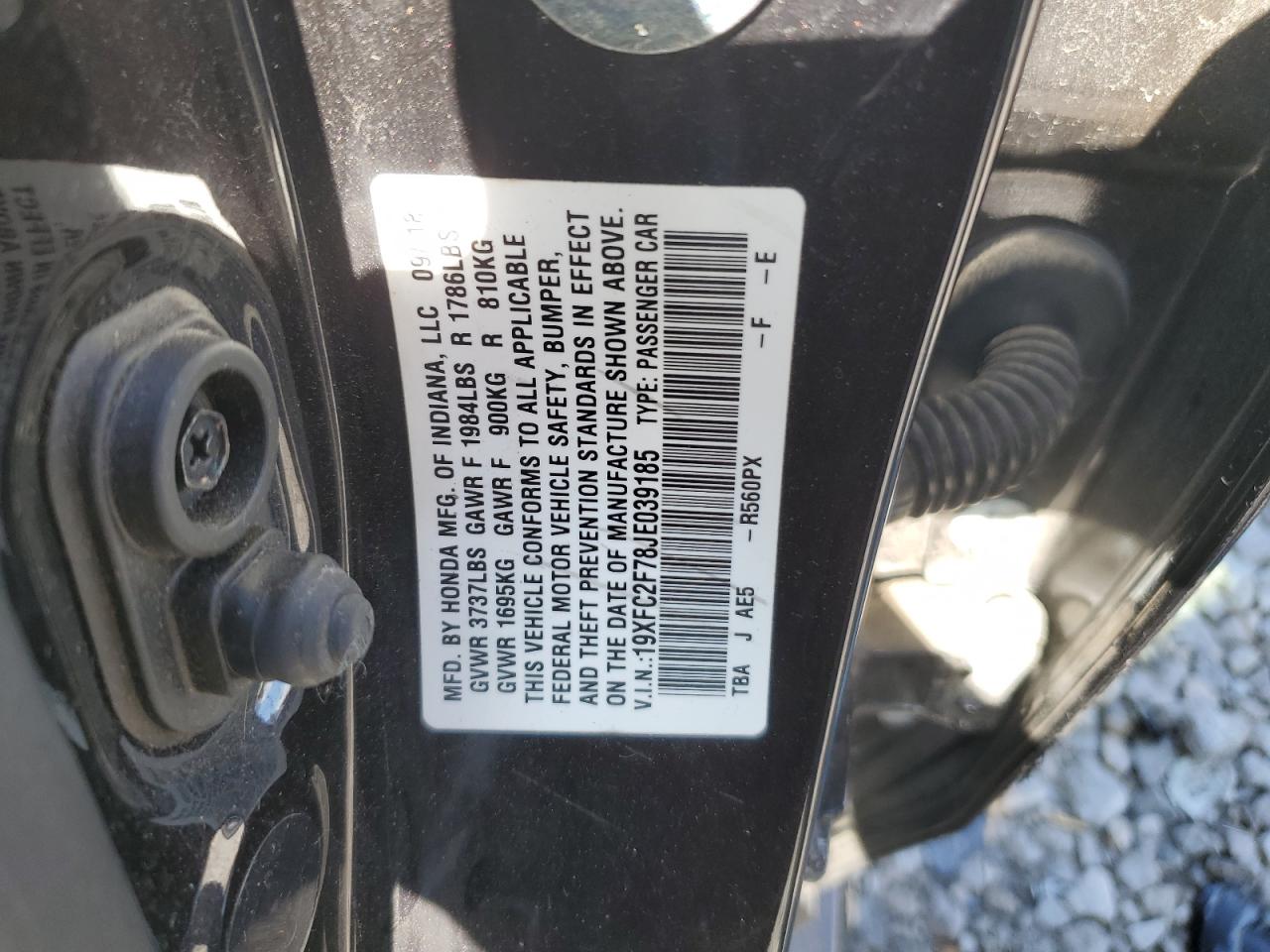 2018 Honda Civic VIN 19XFC2F78JE039185 Copart auction photo, side damage thumbnail 12