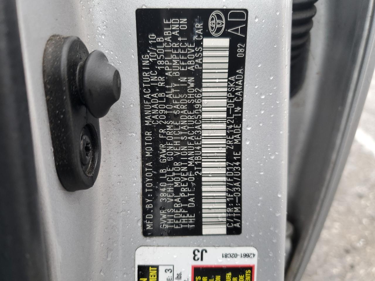2010 Toyota Corolla VIN 2T1BU4EE3AC509662 Copart auction photo, front end damage thumbnail 12