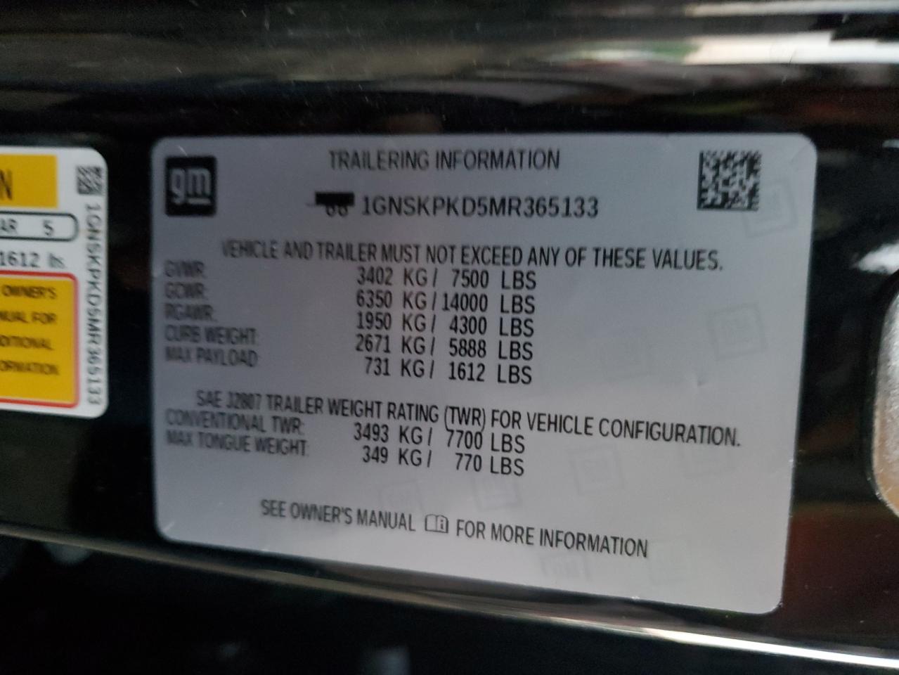 2021 Chevrolet Tahoe VIN 1GNSKPKD5MR365133 Copart auction photo, front end damage thumbnail 12