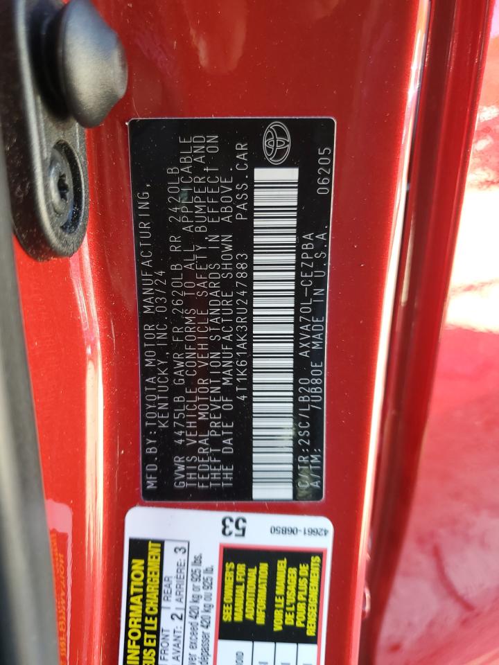 2024 Toyota Camry VIN 4T1K61AK3RU247883 Copart auction photo, rear end damage thumbnail 14