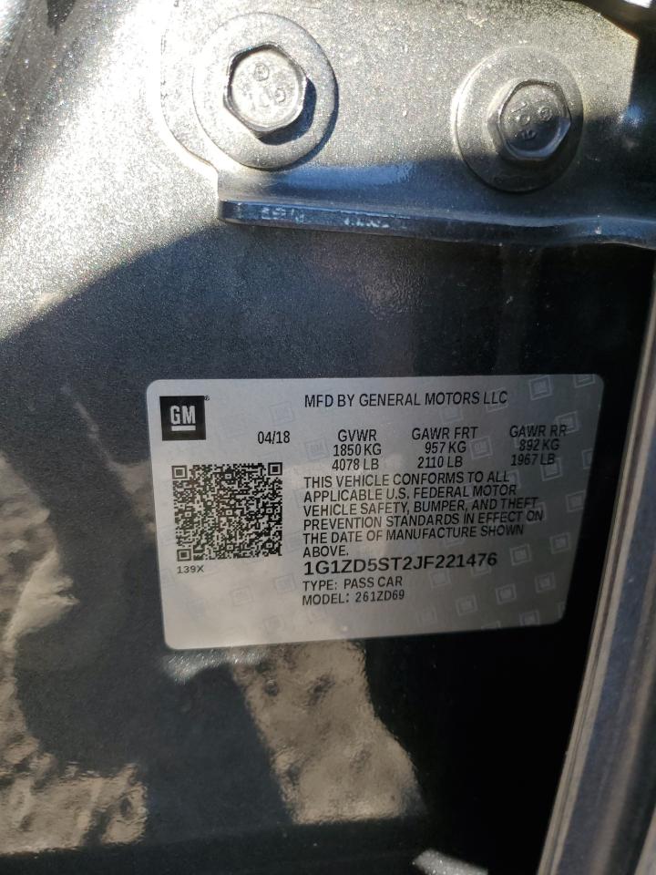 2018 Chevrolet Malibu VIN 1G1ZD5ST2JF221476 Copart auction photo, front end damage thumbnail 15