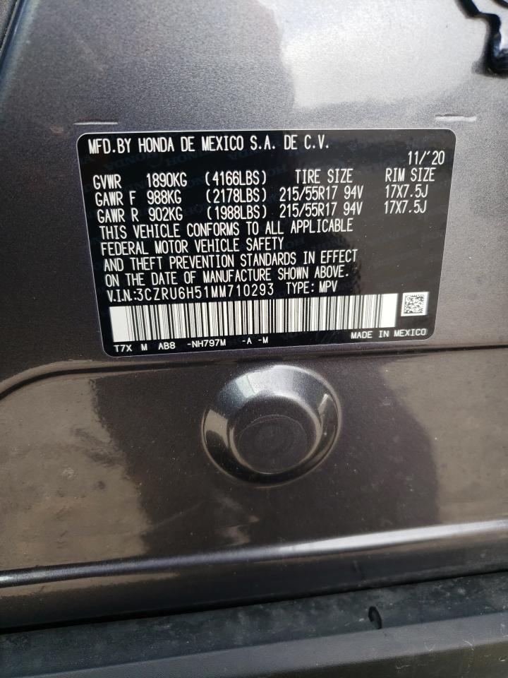 2021 Honda HR-V VIN 3CZRU6H51MM710293 Copart auction photo, front end damage thumbnail 13