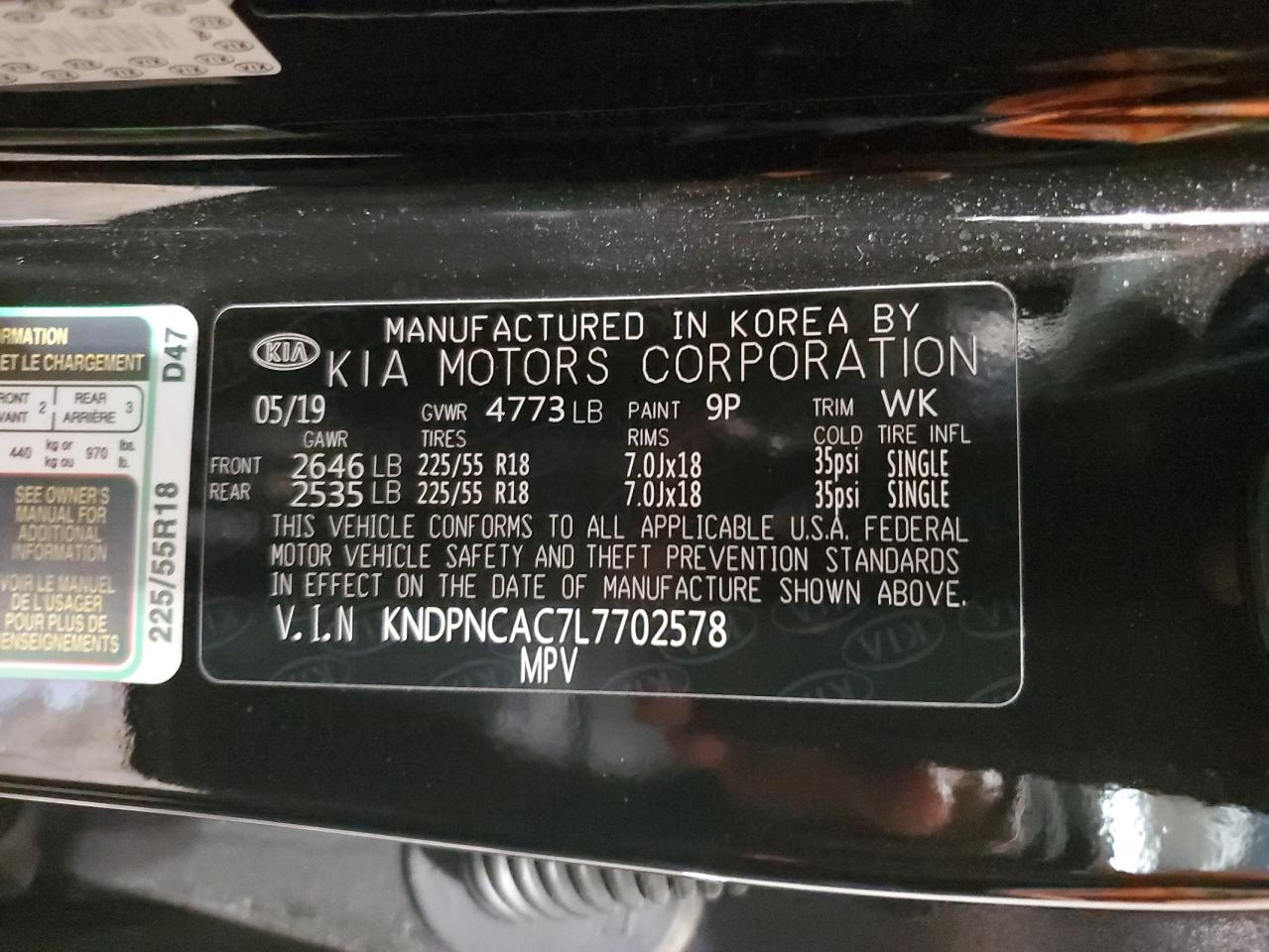 2020 KIA Sportage VIN KNDPNCAC7L7702578 Copart auction photo, minor dent/scratches damage thumbnail 13