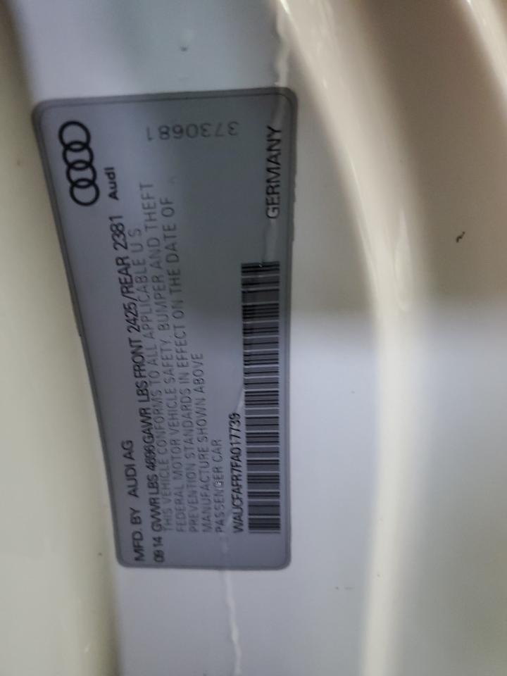 2015 Audi A5 VIN WAUCFAFR7FA017739 Copart auction photo, front end damage thumbnail 14