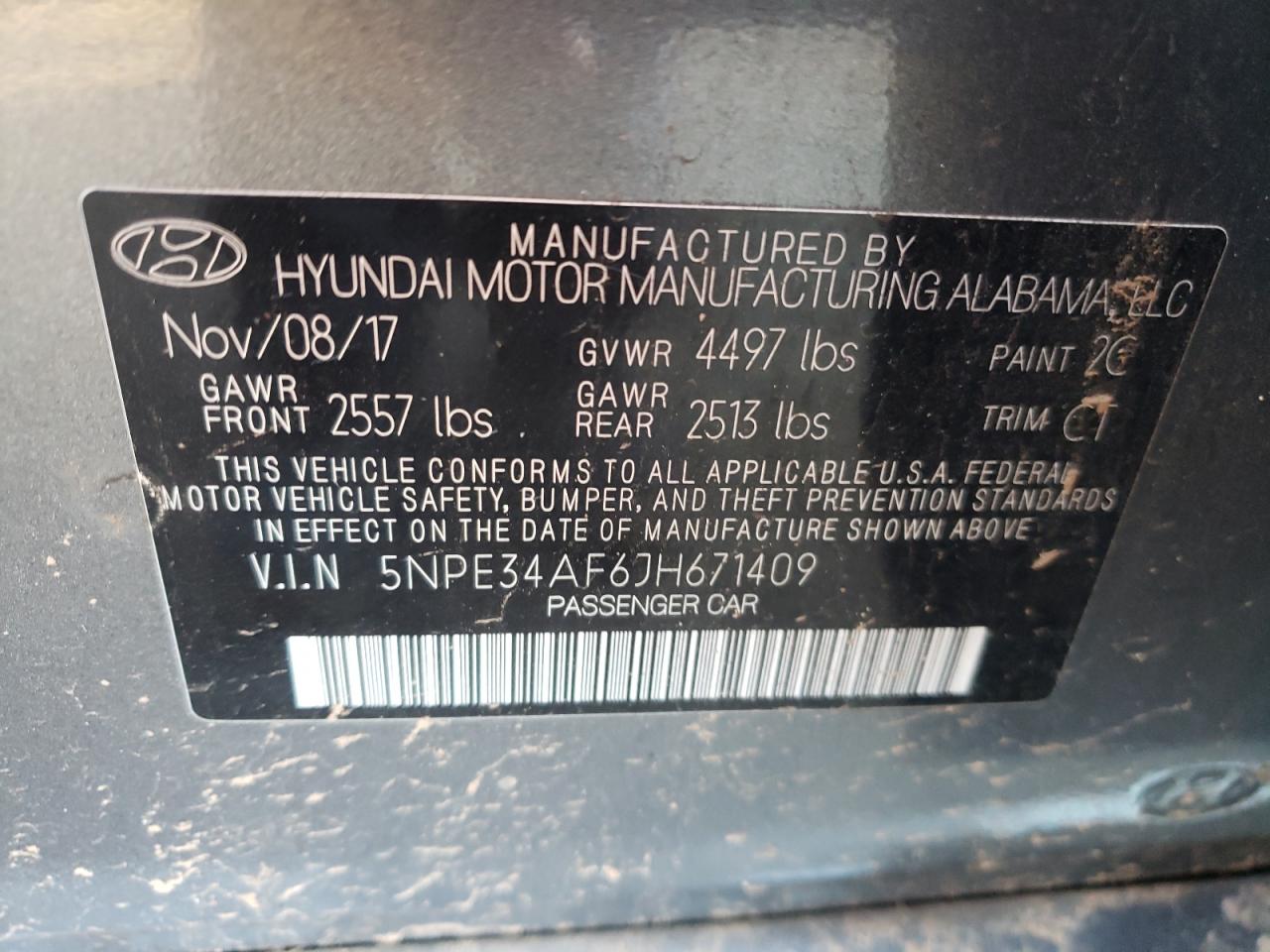 2018 Hyundai Sonata VIN 5NPE34AF6JH671409 Copart auction photo, side / minor dent/scratches damage thumbnail 14