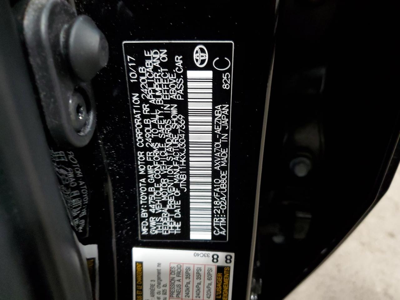 2018 Toyota Camry VIN JTNB11HKXJ3047369 Copart auction photo, rear end damage thumbnail 14