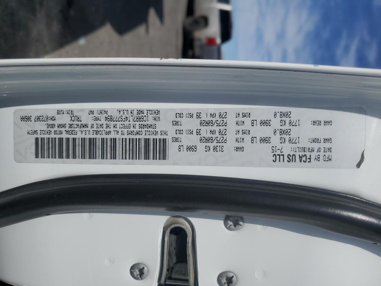 2015 RAM 1500 VIN 1C6RR7LT4FS777894 Copart auction photo, front end / rear end damage thumbnail 13
