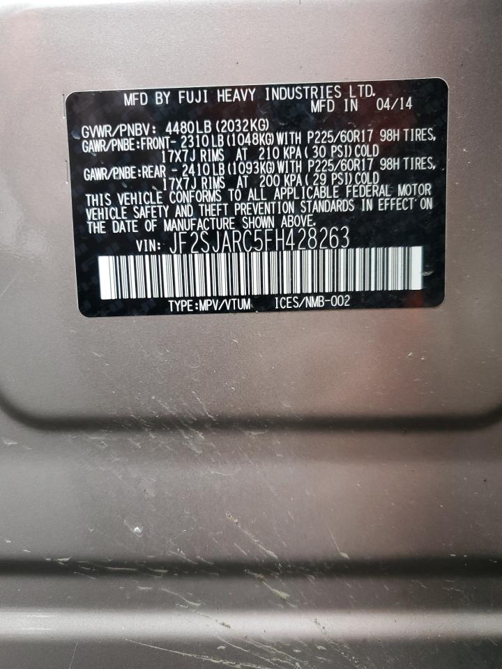 2015 Subaru Forester VIN JF2SJARC5FH428263 Copart auction photo, front end damage thumbnail 15