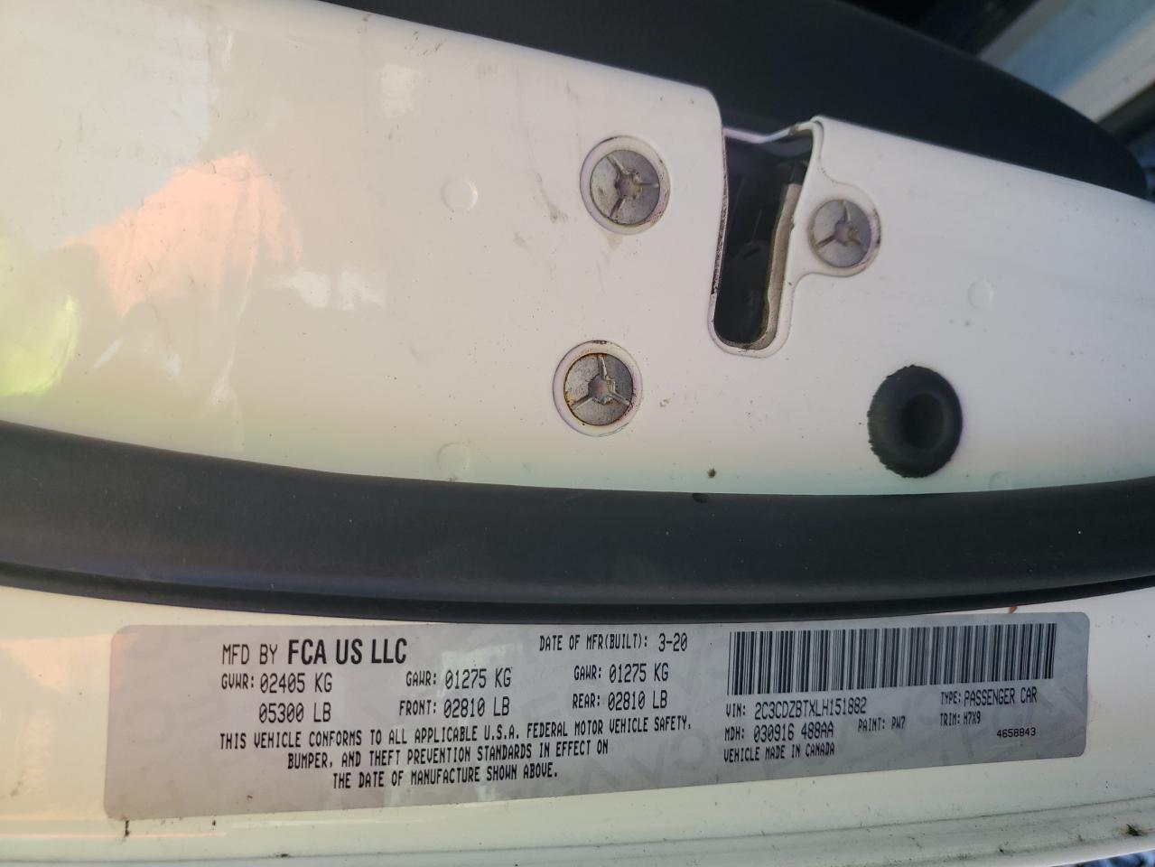 2020 Dodge Challenger VIN 2C3CDZBTXLH151882 Copart auction photo, all over damage thumbnail 12