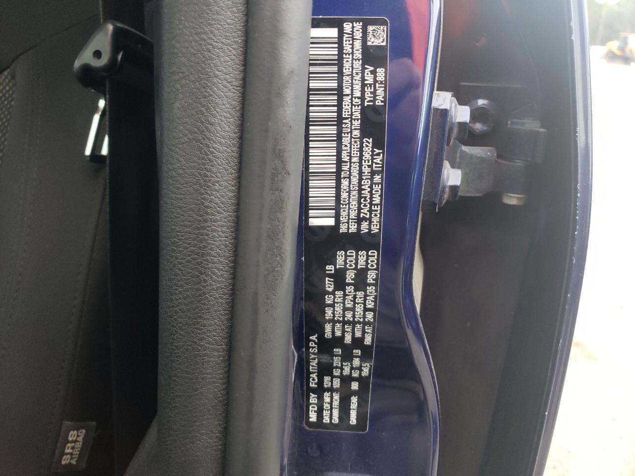 2017 Jeep Renegade VIN ZACCJAAB1HPE96822 Copart auction photo, rear end / minor dent/scratches damage thumbnail 13