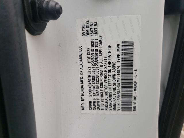 2021 Honda Odyssey VIN 5FNRL6H57MB014874 Copart auction photo, front end damage thumbnail 14