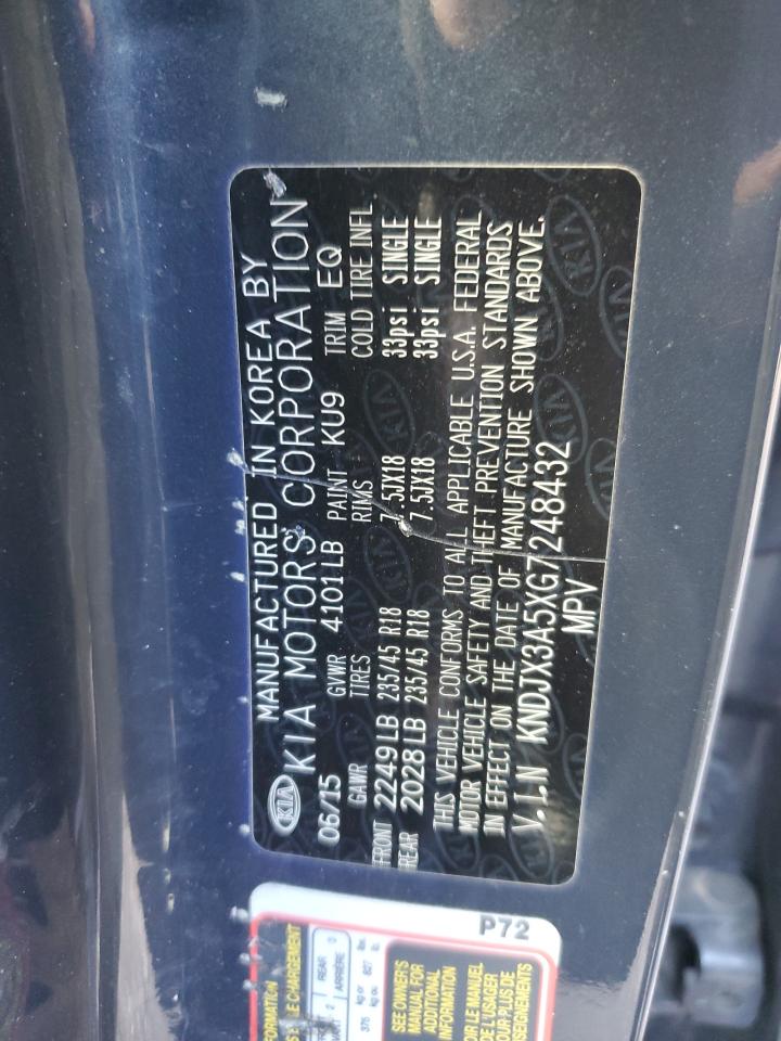 2016 KIA Soul VIN KNDJX3A5XG7248432 Copart auction photo, front end / undercarriage damage thumbnail 12