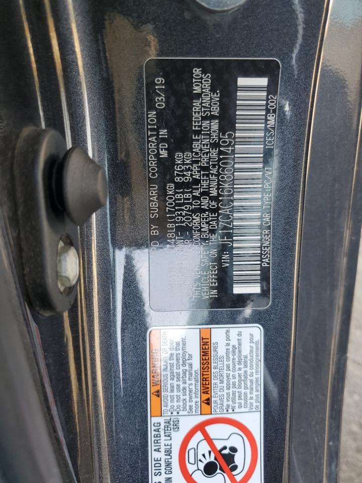 2019 Subaru BRZ VIN JF1ZCAC16K8601495 Copart auction photo, hail / front end damage thumbnail 12