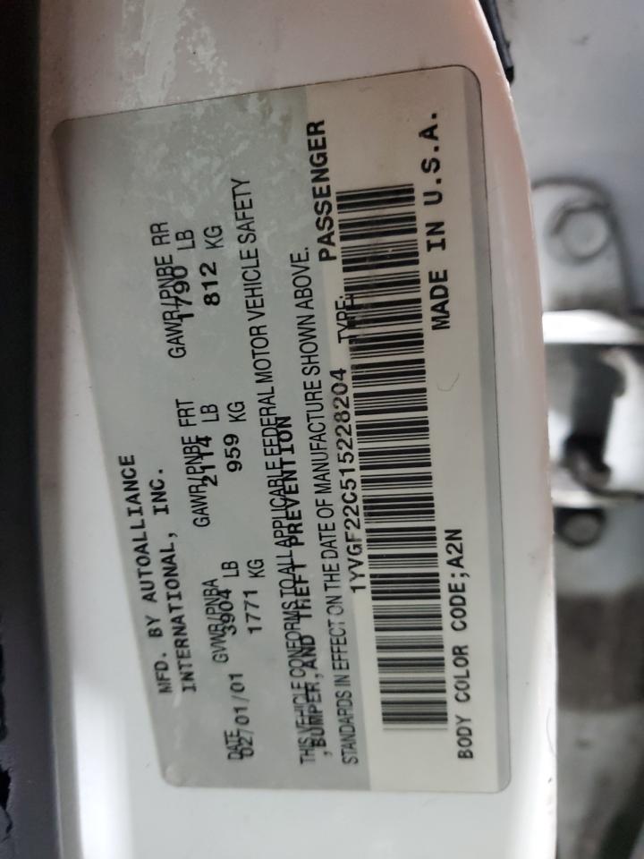 2001 Mazda 626 VIN 1YVGF22C515228204 Copart auction photo, front end damage thumbnail 13