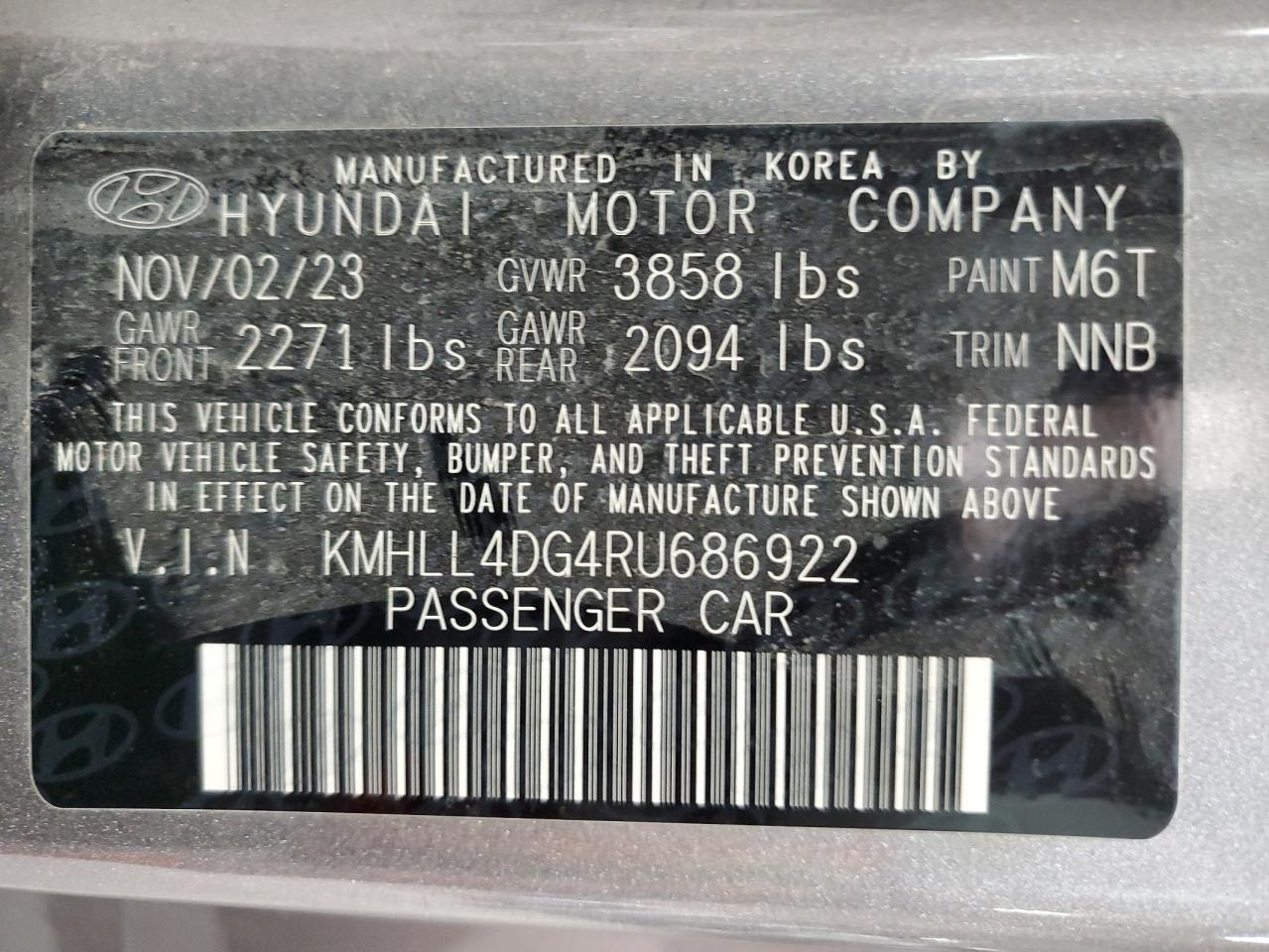 2024 Hyundai Elantra VIN KMHLL4DG4RU686922 Copart auction photo, front end / rear end damage thumbnail 15