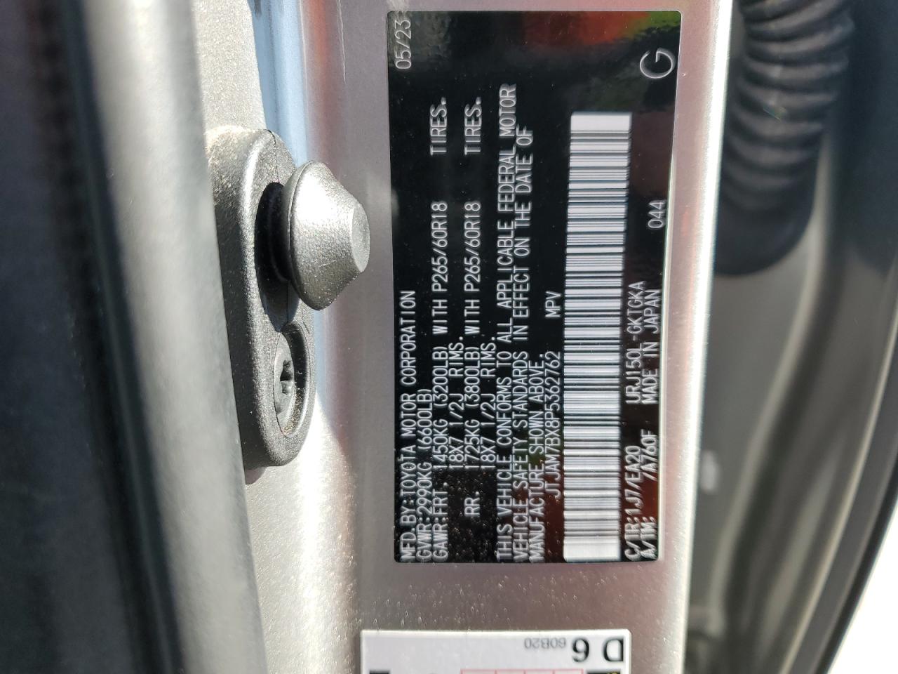 2023 Lexus GX VIN JTJAM7BX8P5362762 Copart auction photo, all over damage thumbnail 15