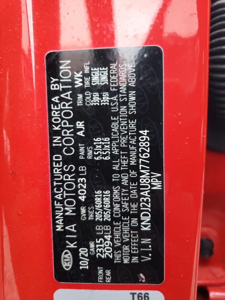2021 KIA Soul VIN KNDJ23AU8M7762894 Copart auction photo, front end damage thumbnail 12