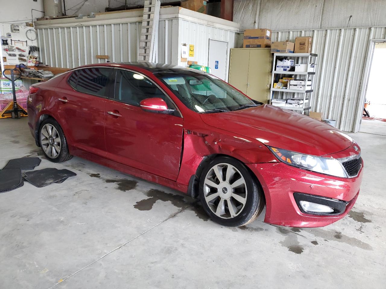 2013 KIA Optima VIN 5XXGR4A6XDG166934 Copart auction photo, front end / side damage thumbnail 4