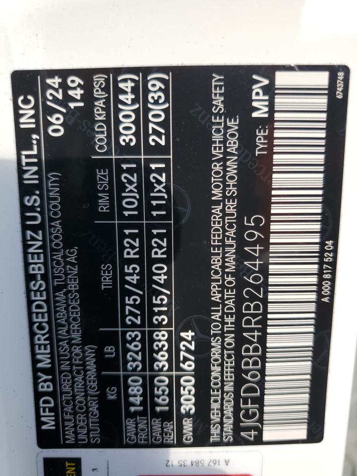 2024 Mercedes-Benz GLE VIN 4JGFD6BB4RB264495 Copart auction photo, front end damage thumbnail 13
