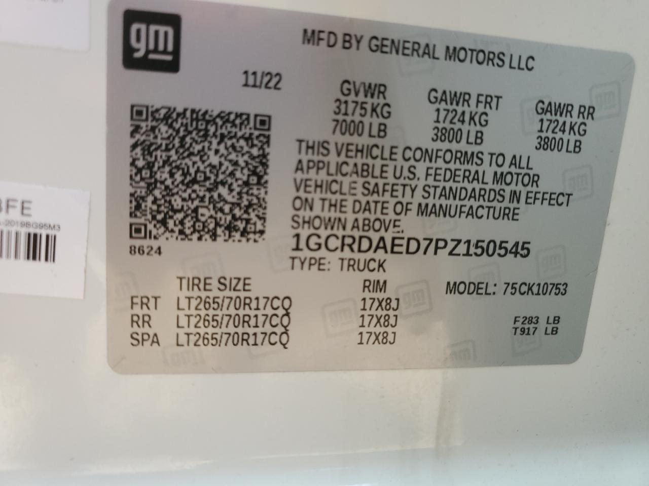 2023 Chevrolet Silverado VIN 1GCRDAED7PZ150545 Copart auction photo, front end damage thumbnail 13