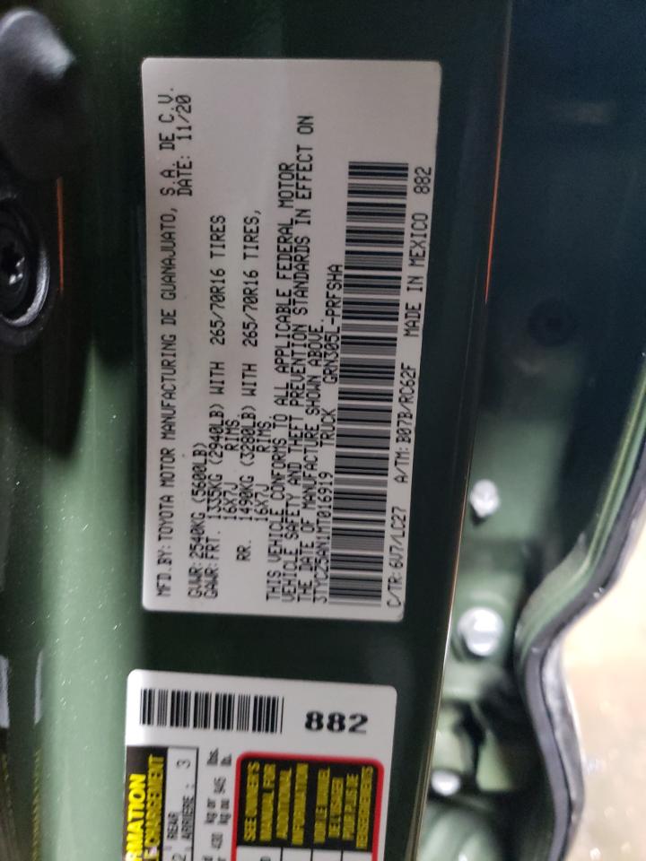 2021 Toyota Tacoma VIN 3TYCZ5AN1MT016919 Copart auction photo, side / rear end damage thumbnail 12