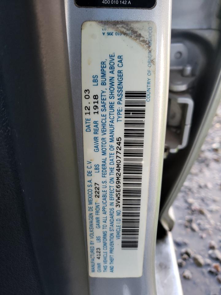 2004 Volkswagen Jetta VIN 3VWSE69M24M077245 Copart auction photo, side / front end damage thumbnail 12