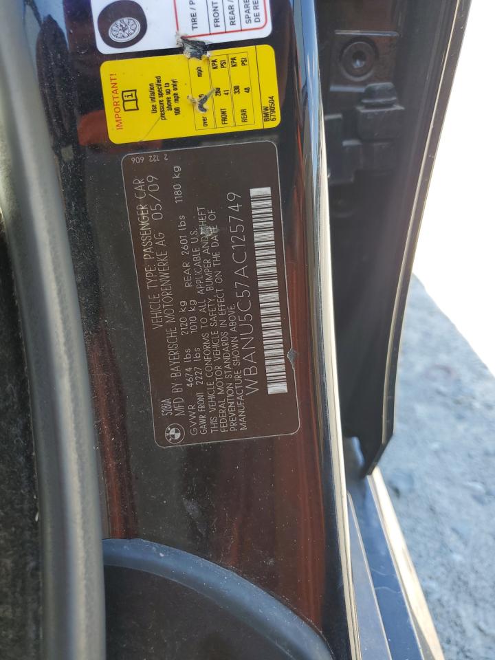 2010 BMW 5er VIN WBANU5C57AC125749 Copart auction photo, water/flood damage thumbnail 12