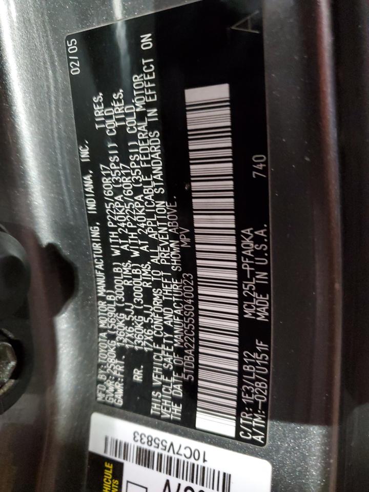 2005 Toyota Sienna VIN 5TDBA22C55S040023 Copart auction photo, front end / side damage thumbnail 13