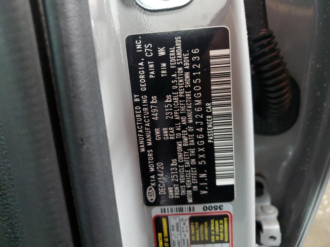 2021 KIA K5 VIN 5XXG64J26MG051236 Copart auction photo, front end damage thumbnail 14