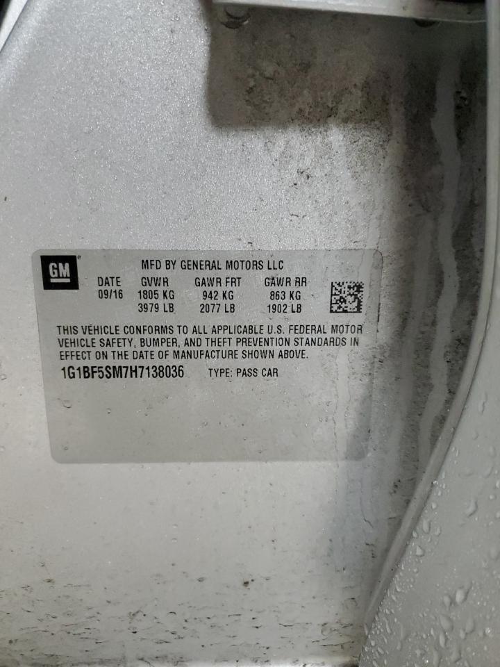 2017 Chevrolet Cruze VIN 1G1BF5SM7H7138036 Copart auction photo, side / rear end damage thumbnail 15