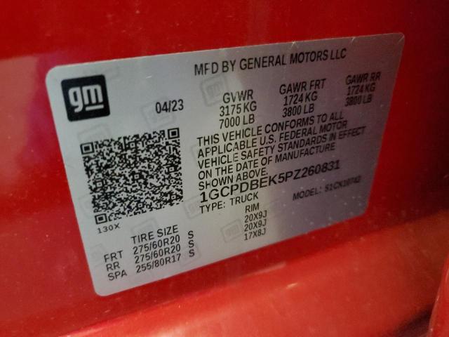 2023 Chevrolet Silverado VIN 1GCPDBEK5PZ260831 Copart auction photo, rear end damage thumbnail 12