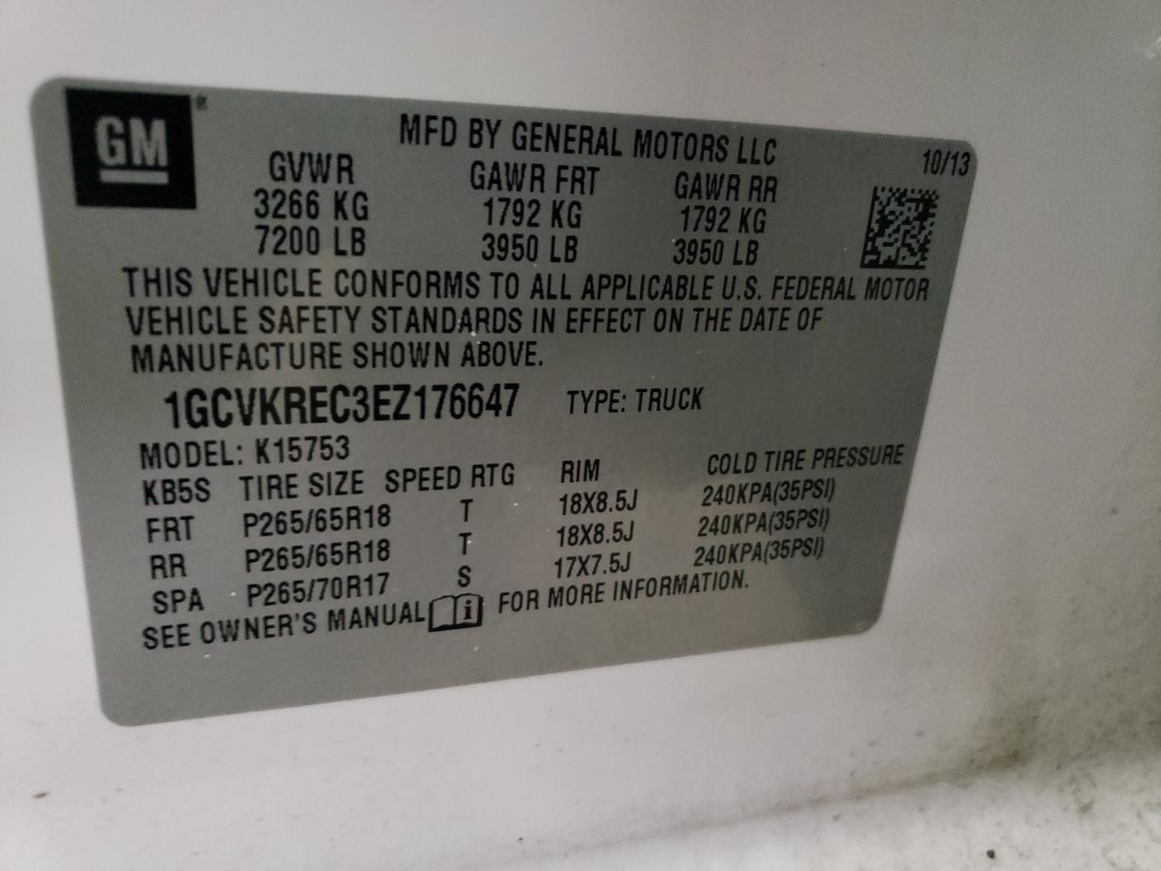 2014 Chevrolet Silverado VIN 1GCVKREC3EZ176647 Copart auction photo, front end / minor dent/scratches damage thumbnail 14